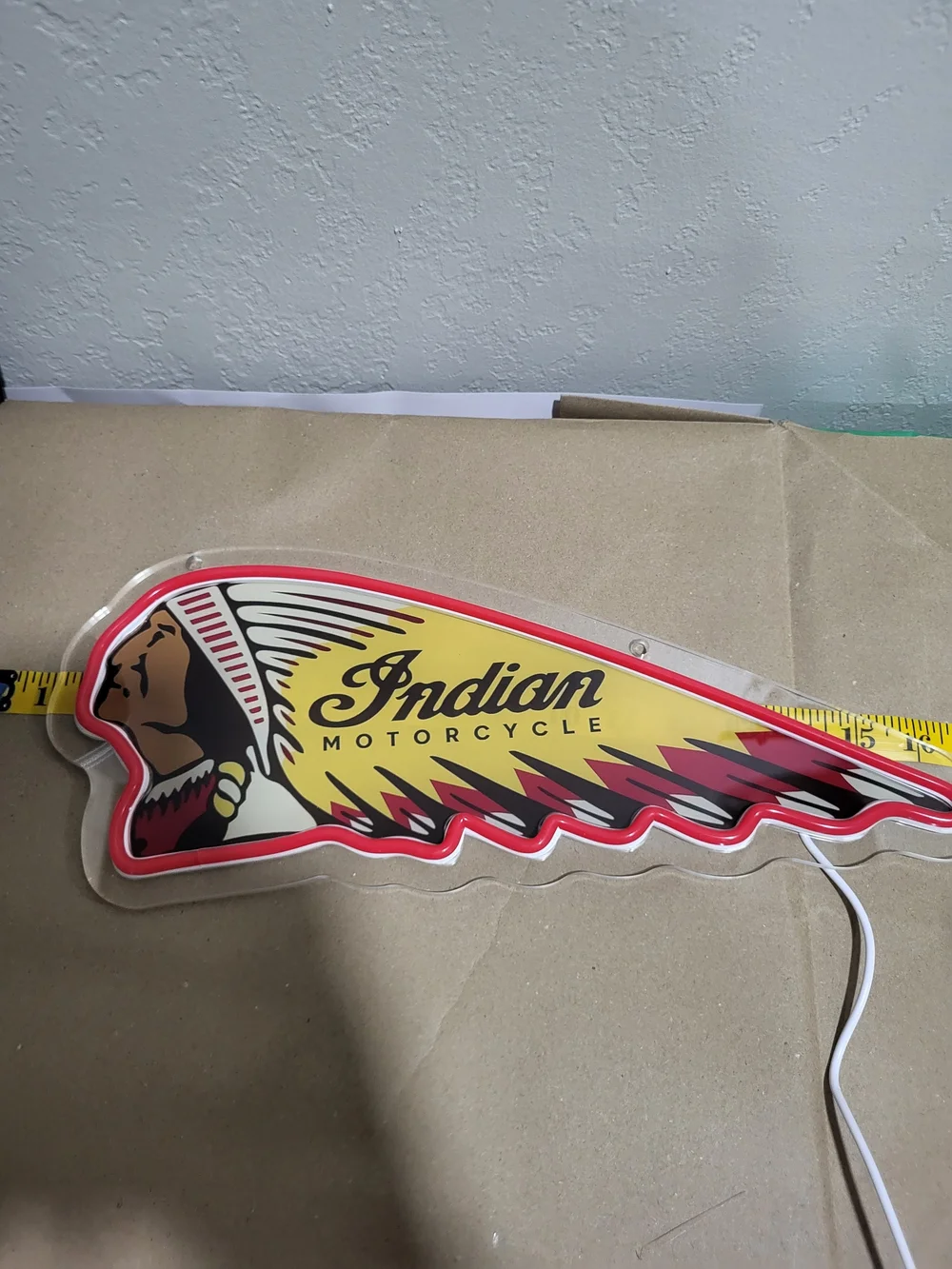 Indian Motorcycle Neon-Style Red and Yellow Wall Sign